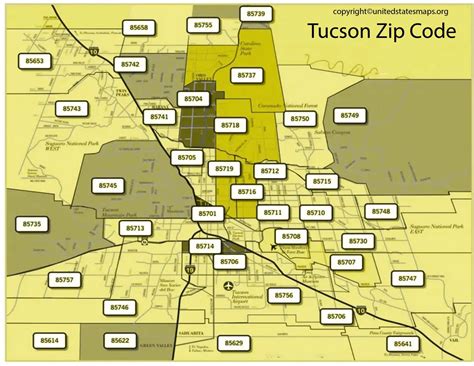 MAP Zip Code Map of Tucson